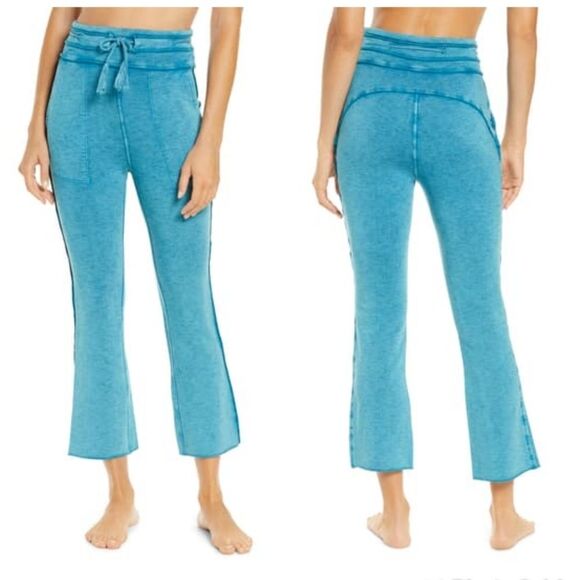 NWT|Free People Movement Blue Solid Wide Leg Cropped Pants, XS - Picture 1 of 6